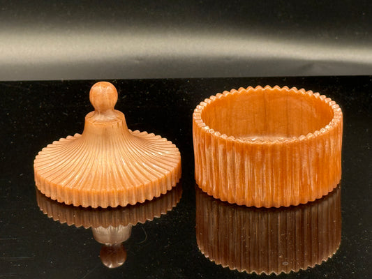 Handmade Ribbed Resin Storage Box with Lid – Rose Gold