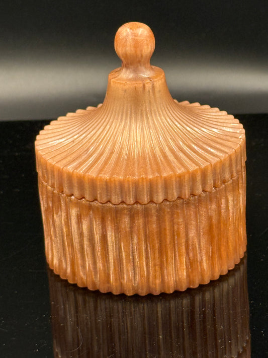 Handmade Ribbed Resin Storage Box with Lid – Rose Gold
