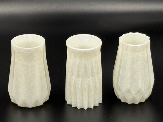 Set of 3 Handmade White Resin Vases